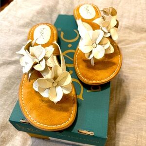 B.O.C. Floral Sandals with White and Tan Accents